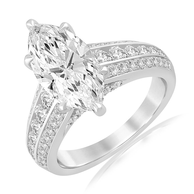 Lexington Marquise-Cut Lab Grown 3.9ctw. Diamond Multi-Row Engagement Ring in 14k White Gold image number null